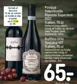 REMA 1000 Pasqua Valpolicella Ripasso Superiore DOC / Ruffino Urlo Toscana IGT tilbud