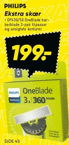 Bilka Philips OneBlade ekstra skær (3-pack) tilbud