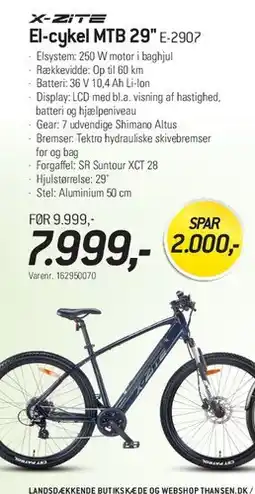 Thansen X-ZITE El-cykel MTB 29 E-290 tilbud