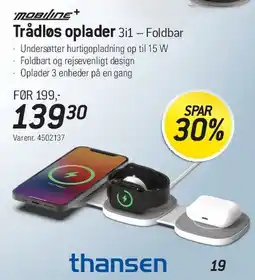 Thansen Trådløs oplader 3i - Foldbar tilbud