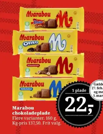 Dagli'Brugsen Marabou chokoladeplade tilbud