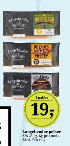 Dagli'Brugsen Langelænder pølser tilbud