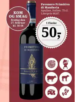 Dagli'Brugsen Pavonero Primitivo di Manduria tilbud