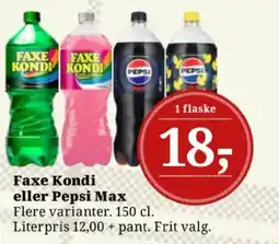 Dagli'Brugsen Faxe Kondi eller Pepsi Max tilbud