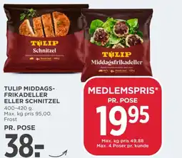 MENY Tulip middags- frikadeller eller schnitzel tilbud
