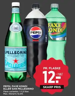 MENY Pepsi, faxe kondi eller san pellegrino tilbud