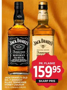 MENY Jack daniel's old no. 7 whiskey eller tennessee honey liqueur tilbud