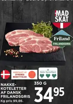 MENY Nakke- koteletter af dansk frilandsgris kg pris 99,86. tilbud