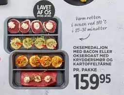 MENY Oksemedaljon med bacon eller okseroast med kryddersmør og kartoffeltårne tilbud