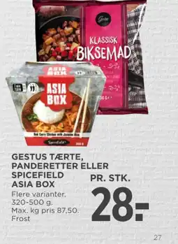 MENY Gestus tærte, panderetter eller spicefield asia box tilbud