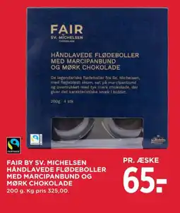 MENY Fair by sv. michelsen håndlavede flødeboller med marcipanbund og mørk chokolade tilbud