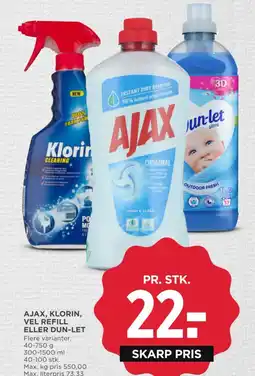 MENY Ajax, klorin, vel refill eller dun-let tilbud