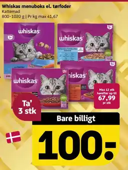 Løvbjerg Whiskas menuboks el. tørfoder tilbud