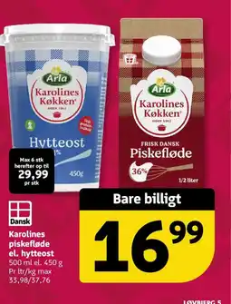 Løvbjerg Dansk Karolines piskefløde el. hytteost tilbud
