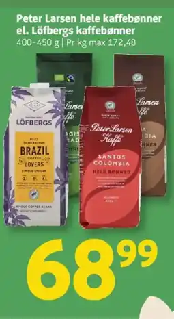 Løvbjerg Peter Larsen hele kaffebønner el. Löfbergs kaffebønner tilbud