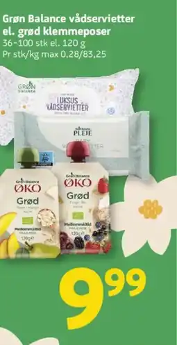 Løvbjerg Grøn Balance vådservietter el. grød klemmeposer tilbud