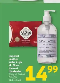 Løvbjerg Imperial Leather sæbe 4-pk el. Floral Harvest håndsæbe tilbud