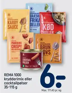 REMA 1000 REMA 1000 krydderimix eller cocktailpølser 35-115 g tilbud