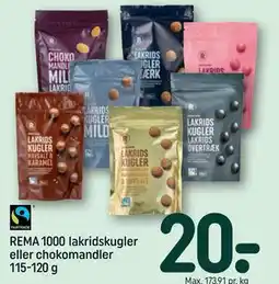 REMA 1000 REMA 1000 lakridskugler eller chokomandler 115-120 g tilbud