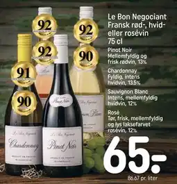 REMA 1000 Le Bon Negociant Fransk rød-, hvid- eller rosévin 75 cl tilbud