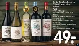 REMA 1000 Santa Carolina Reserva Chilensk rød- eller hvidvin 75 cl tilbud