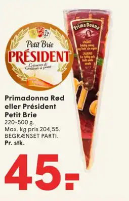 SPAR Primadonna Rød eller Président Petit Brie tilbud
