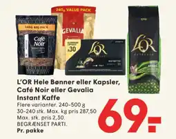 SPAR L'OR Hele Bønner eller Kapsler, Café Noir eller Gevalia Instant Kaffe tilbud