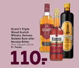SPAR Grant's Triple Wood Scotch Whisky, Hansen Golden Rom eller Nordsø Bitter tilbud