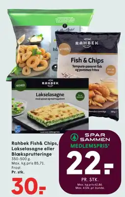 SPAR Rahbek Fish& Chips, Lakselasagne eller Blæksprutteringe tilbud