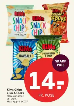 SPAR Kims Chips eller Snacks tilbud