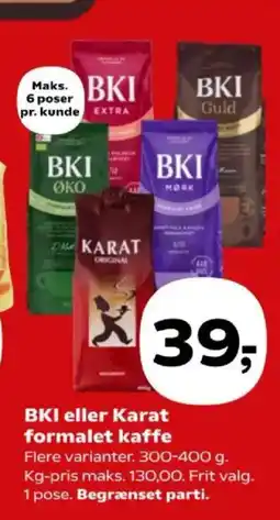 SuperBrugsen BKI eller Karat formalet kaffe tilbud
