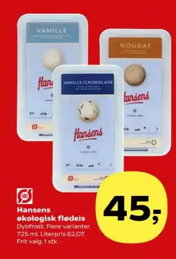 SuperBrugsen HANSENS Økologisk flødeis tilbud