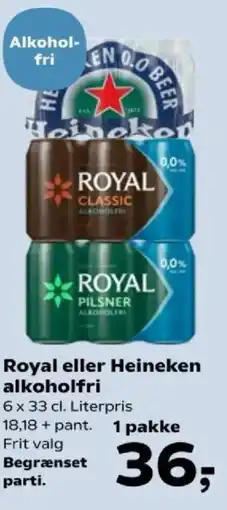 SuperBrugsen Royal eller Heineken alkoholfri tilbud