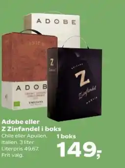 SuperBrugsen Adobe eller Z Zinfandel i boks tilbud
