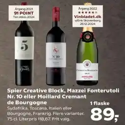 SuperBrugsen Spier Creative Block, Mazzei Fonterutoli Nr. 10 eller Moillard Cremant de Bourgogne tilbud