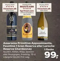 SuperBrugsen Amarama Primitivo Appassimento, Faustino 1 Gran Reserva eller Laroche Reserve Chardonnay tilbud