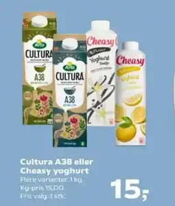 SuperBrugsen Cultura A38 eller Cheasy yoghurt tilbud