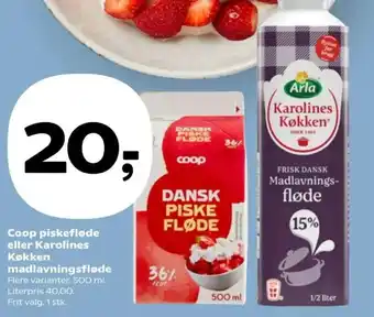 Coop piskefløde eller Karolines Køkken madlavningsfløde