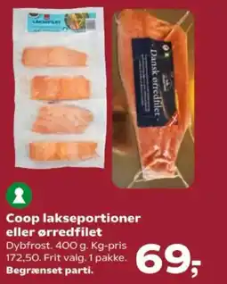 SuperBrugsen Coop lakseportioner eller ørredfilet tilbud