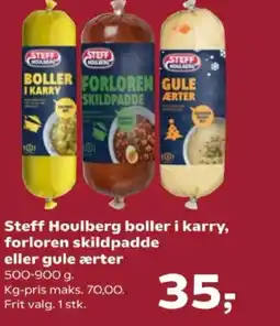 SuperBrugsen Steff Houlberg boller i karry, forloren skildpadde eller gule ærter tilbud