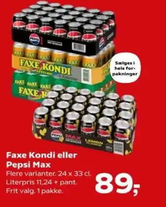 SuperBrugsen Faxe Kondi eller Pepsi Max tilbud