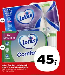 SuperBrugsen Lotus Comfort toiletpapir eller Premium køkkenrulle tilbud