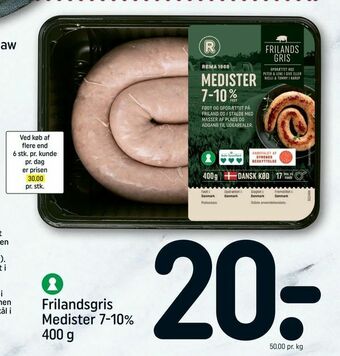 REMA 1000 Frilandsgris Medister 7-10% tilbud