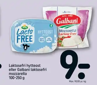 REMA 1000 Laktosefri hytteost eller Galbani laktosefri mozzarella tilbud
