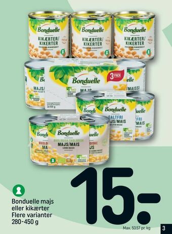 REMA 1000 Bonduelle majs eller kikærter tilbud