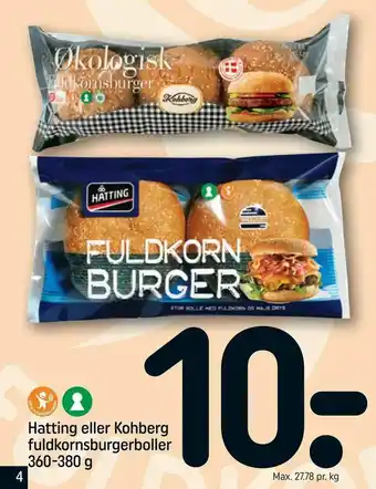 REMA 1000 Hatting eller Kohberg fuldkornsburgerboller tilbud