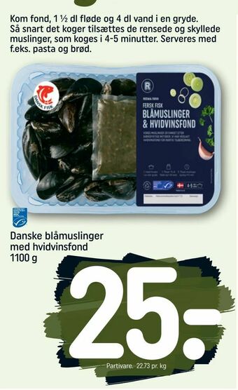 REMA 1000 Danske blåmuslinger med hvidvinsfond tilbud