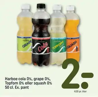 REMA 1000 Harboe cola 0%, grape 0%, Topfom 0% eller squash 0% tilbud