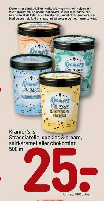 REMA 1000 Kramer's is Stracciatella, cookies & cream, saltkaramel eller chokomint tilbud