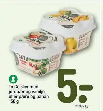 REMA 1000 To Go skyr med jordbær og vanilje eller pære og banan tilbud